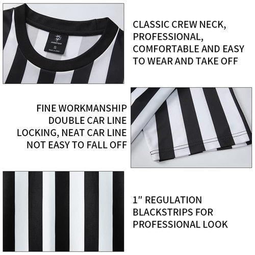 Shinestone Referee Shirt,Referee Costume Umpire Shirt for Womens and Mens,Crew Neck for Football, Soccer and Sports(3X-Large)