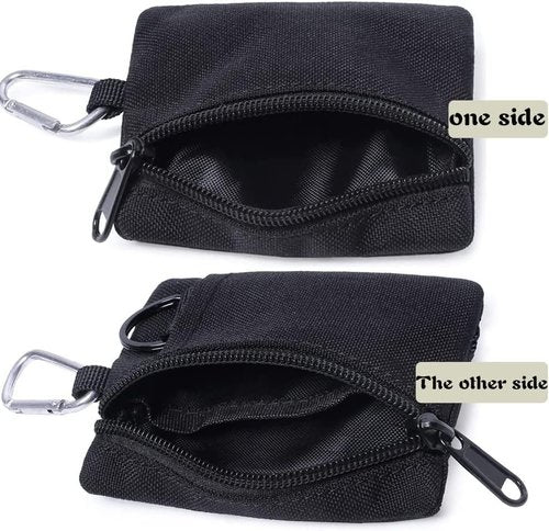 2 Pack Tactical Mini Coin Pouch Military Compact EDC Pouch Utility Backpack Accessories Bag Purse Key Small Tool Earphone Credit Card Holder Sport Waist Pack (Black 1)