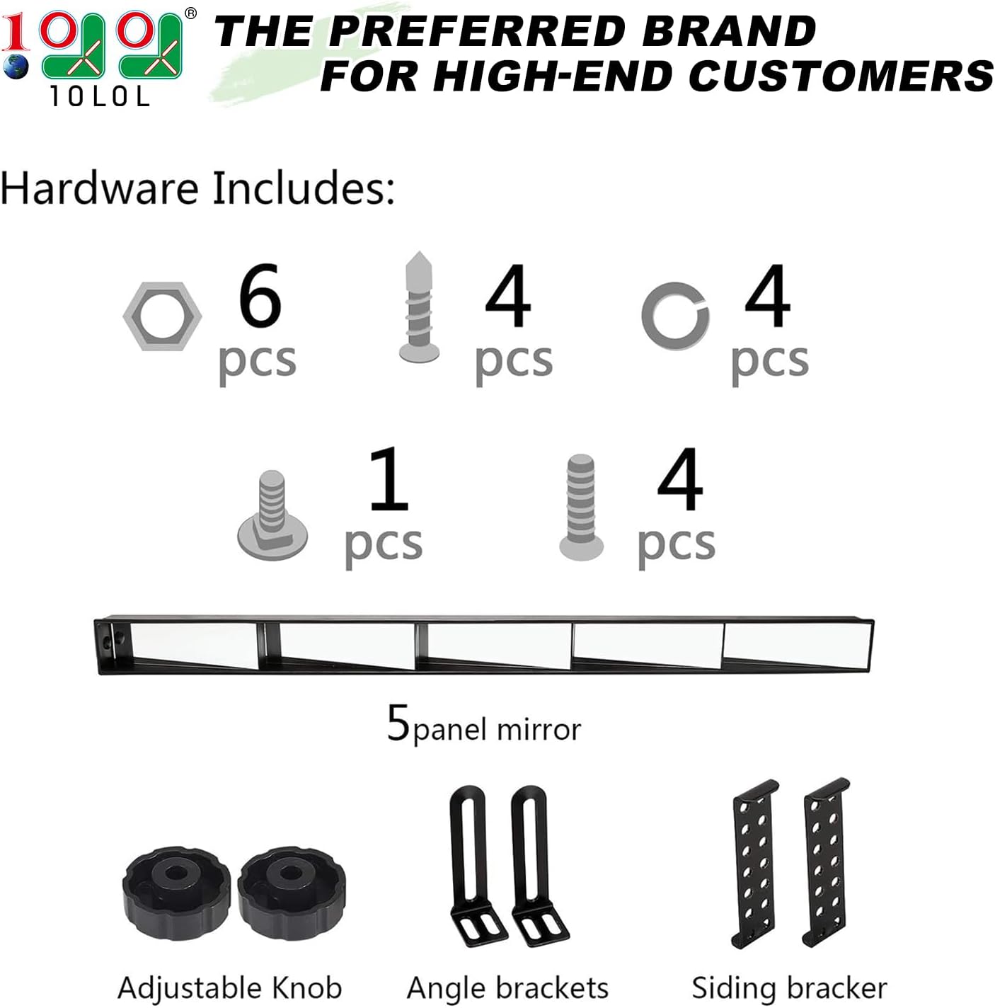 10L0L Universal Golf Cart 5 Panel Mirror for Yamaha EZGO Club Car, Eliminate Blind Spots Wide Angle Rear View Mirror