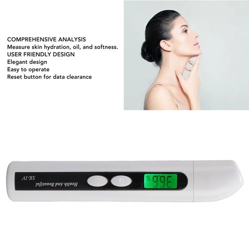 Skin Hydration Tester Meter Digital LCD Display Backlight for Facial Care Analysis Facial Hydration Detector Digital Skin Oil Tester Skin Hydration Tester Skin Hydration Meter