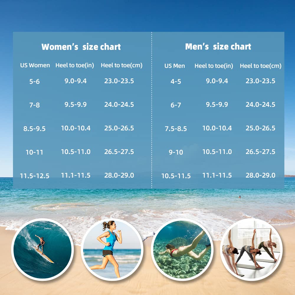 Water Shoes for Women Men Quick-Dry Aqua Socks Swim Beach Barefoot Yoga Exercise Wear Sport Accessories Pool Camping Must Haves Adult Youth Size 10-11Women/9-10Men