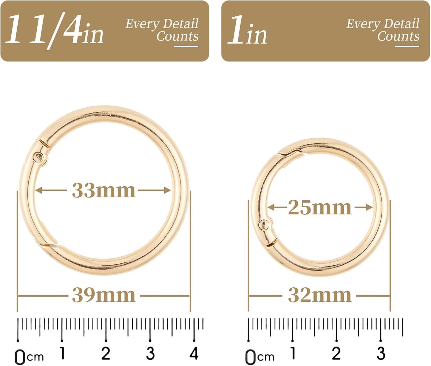 15pcs Trigger Spring O Rings Round,Metal Keychain Ring Round Carabiner Clips for Keyrings Buckle, Bags,Purses