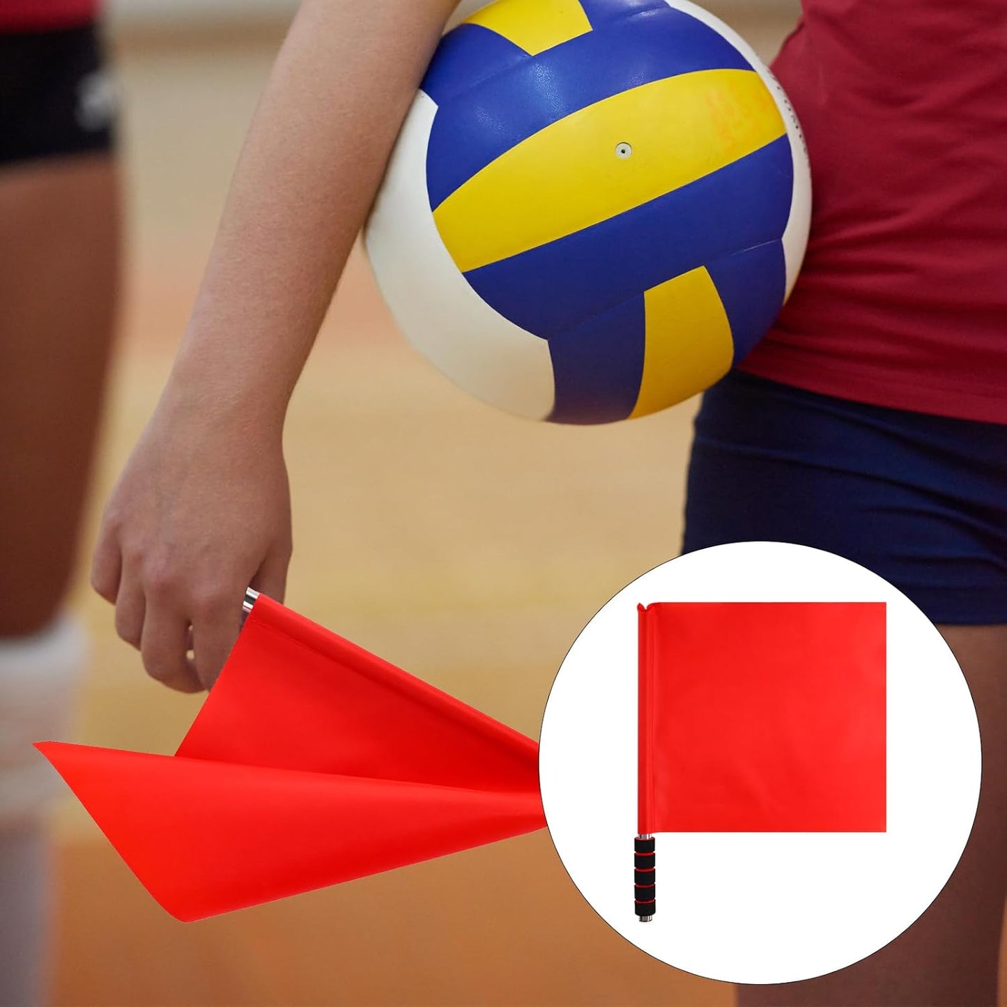 2pcs Volleyball Flags Line Judge, Lightweight Red Volleyball Referee Flags with Comfortable Handle for Sport Events Ergonomic Officiating Equipment with High-Visibility Colors