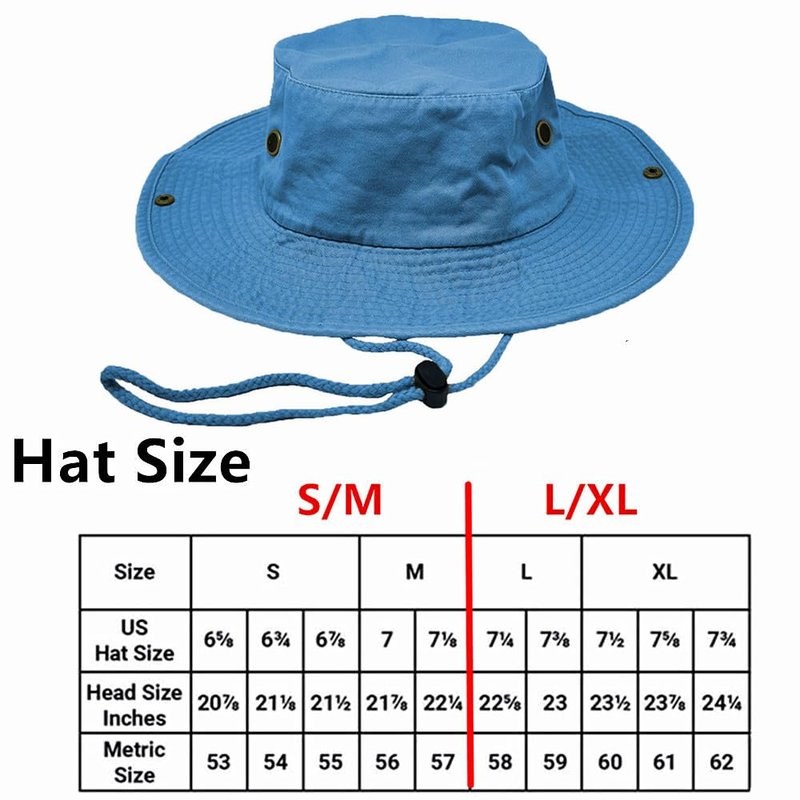 Glory Max Washed Cotton Bucket Hat with Chin Strap Fishing Sun Safari Boonie Cap (as1, Alpha, l, x_l, Baby Blue)
