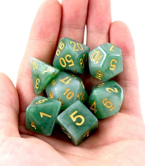 HDdais Polyhedral DND Dice Sets, 7-Die RPG Resin Green D&D Dice Set for Dungeons and Dragons Role Playing Games and Tabletop Game