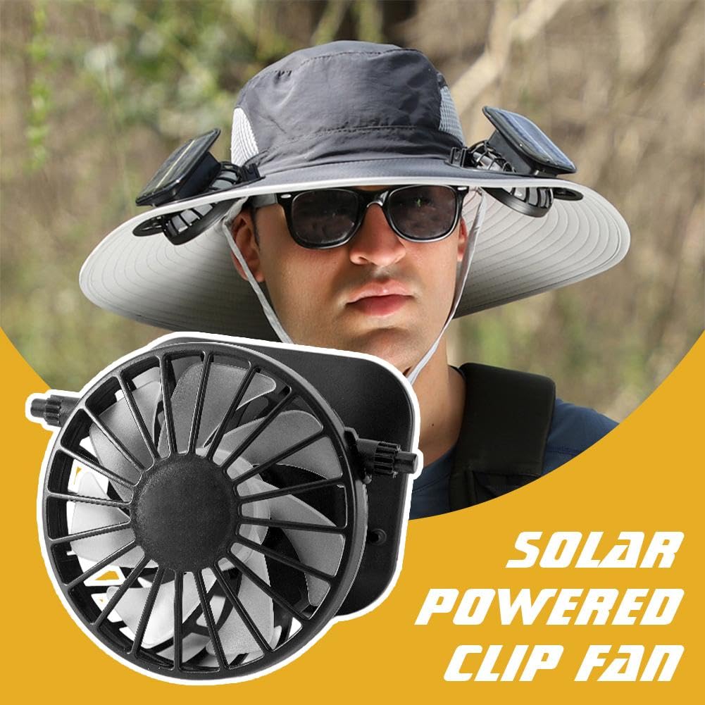 2PCS Solar Fan Replacement,2025 New Solar Powered Fan for Hat Replacement,Portable Solar Fan for Outdoor,Lightweight Cooling Fan Mini Solar Fan Hat Rechargeable for Camping Fishing