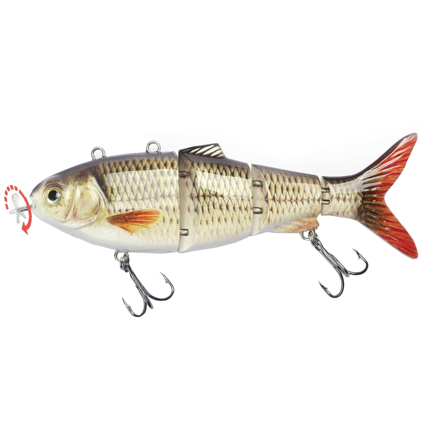 Robotic Swimming Lure 5.1” Fishing Lure 4-Segement Multi Jointed Swimbait Electric Bait LED Light USB Rechargeable Robotic Lure for Bass Trout Pike Fishing Tackle