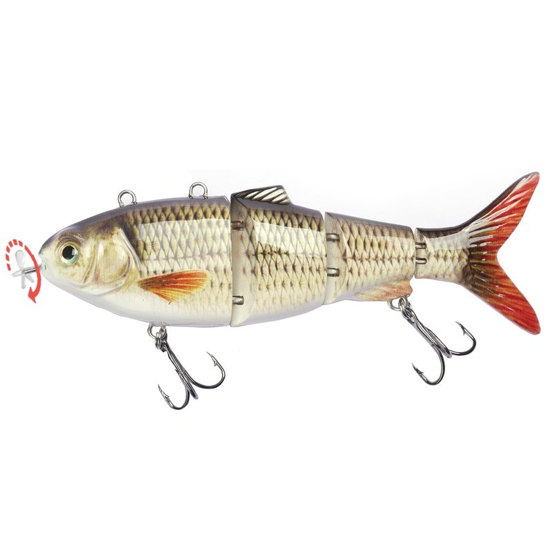 Robotic Swimming Lure 5.1” Fishing Lure 4-Segement Multi Jointed Swimbait Electric Bait LED Light USB Rechargeable Robotic Lure for Bass Trout Pike Fishing Tackle