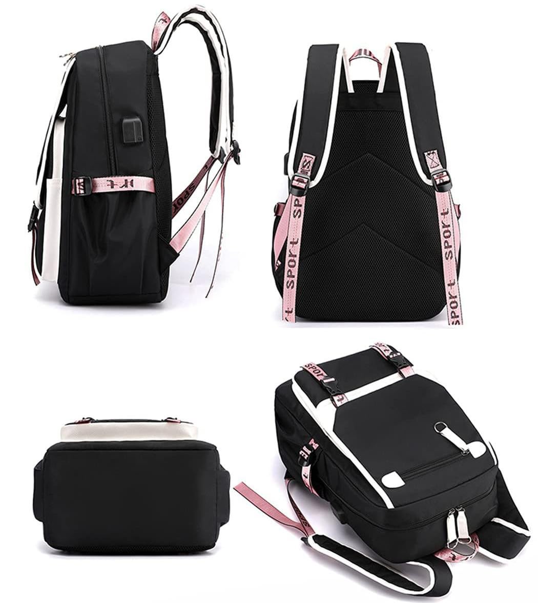 16.8 Inch Laptop Backpack Casual Cartoon Schoolbag Large Capacity Shoulder Bag for School Travel Hiking (with Cute Pendant)