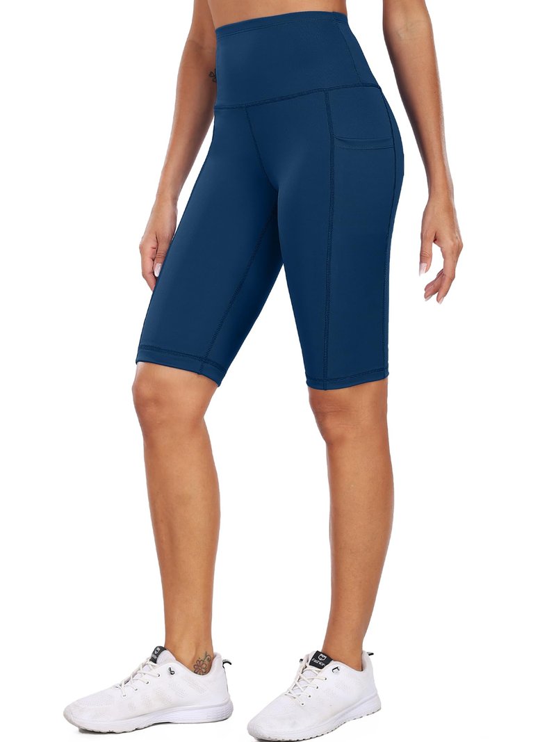 CADMUS Women Biker Shorts Athletic Compression for Yoga Workout with Big Pockets,4 Pack,1026,Black+Grey+Navy Blue+Wine Red,Small
