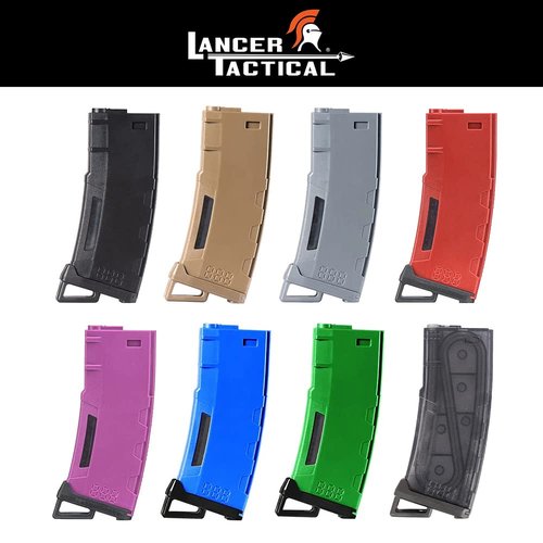 Lancer Tactical Airsoft M4 M16 Series Polymer 130 Round Capacity Transparent Window High Speed MidCap Airsoft Magazine