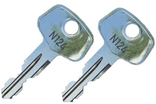 2 Thule N124 Replacement Keys - Roof Racks, Rails, Cargo Box, Carriers, Crossbars, Haulers, Bags (Codes N001-N250 or N001R-N250R) Better Than OEM!