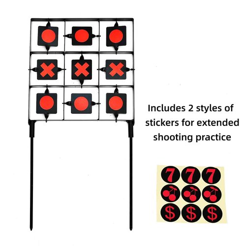Atflbox Spinning BB Gun Target, Two Styles of Sticker Tic-Tac-Toe Designed Airsoft Resetting Target for Outdoor and Backyard