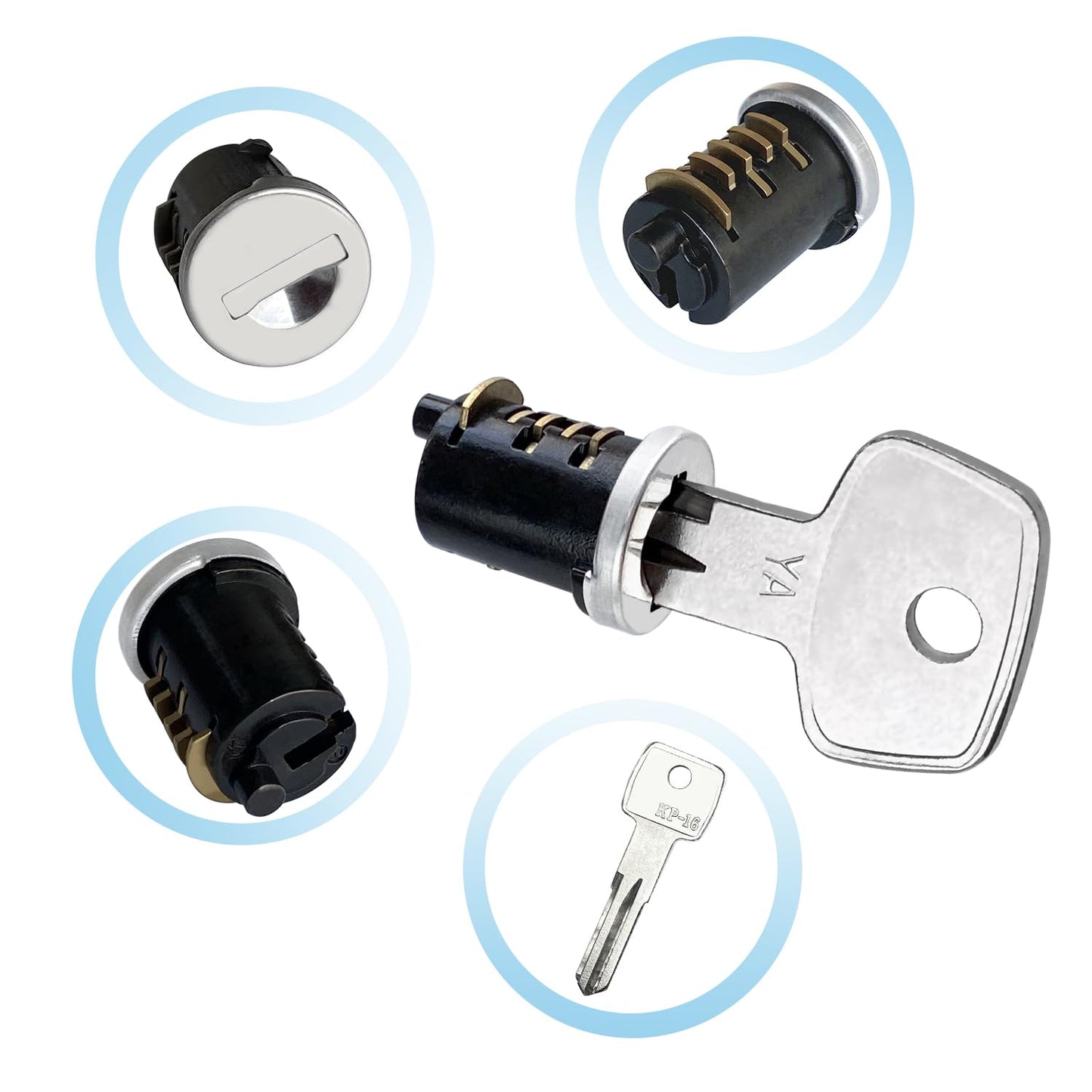 KeyPower 2 Pack Lock Cores for Yakima Car Rack System Components, Compatible with Yakima Roof Rack Locks, SKS Aka Same Key System, 2 Opening Keys and 1 Control Key (2 Lock Cylinders)