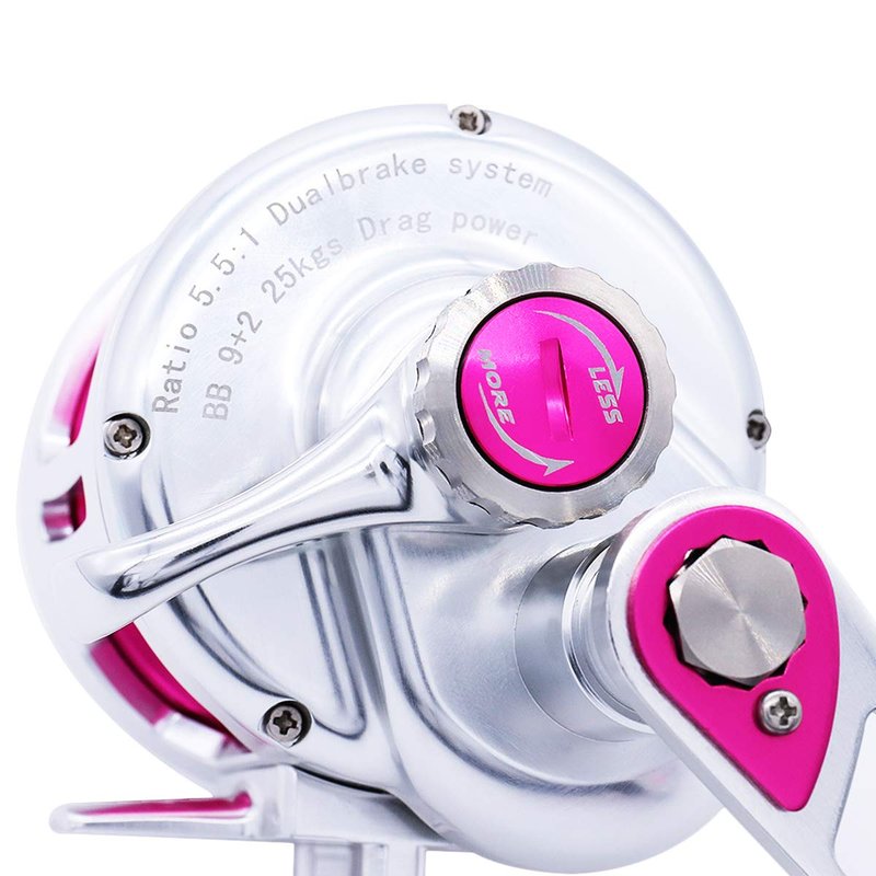 TRUSCEND Aluminium Alloy Full Metal Fishing Reel, Slow Jigging Reels 2000 Series, Left/Right Interchangeable 6.3:1 Sea Fishing Gear 9+2BB Trolling Reel (hotpink, Right Hand)