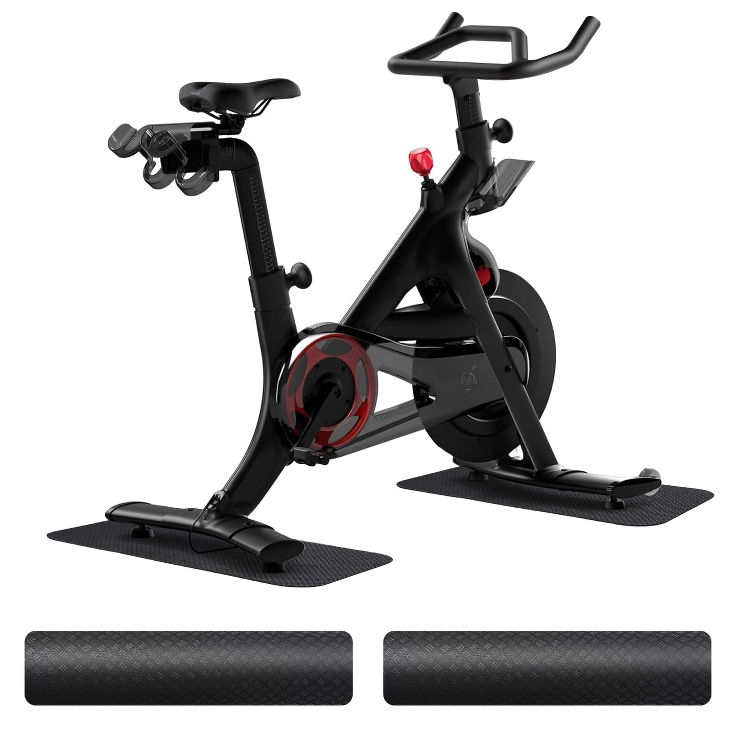 2PCS Bike/Rowing Machine Mat for Carpet Floors, Compatible with Peloton/Yosuda, Bike Mat for Hardwood Floors, Mat for Under Bike on Carpet, Indoor Stationary Bike mat,Cycling, Noise Shock Absorption