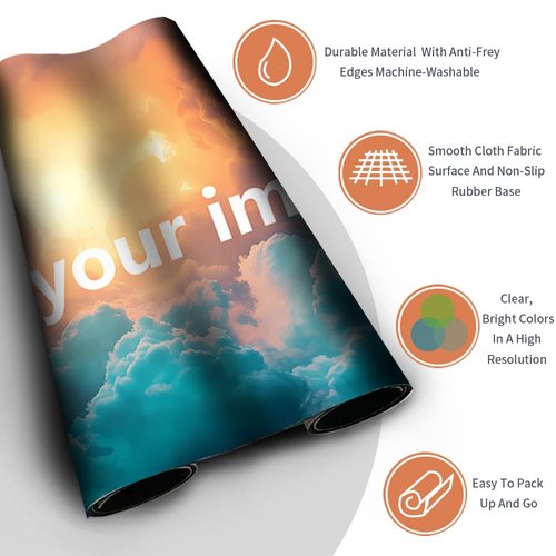 Custom playmat 24x14 Inches - Non-Slip Play Mat with Storage Bag, Printable Play Area & Optional Stitched Edges for Tabletop Games, Keyboard, Office & Home Use