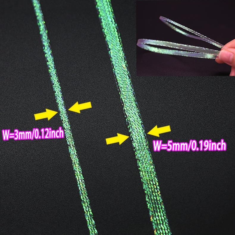 2pcs Ice Pearl Braidback 3/5mm Flat Diamond Braid Lace Sparkle Shrimp Backs Pearlescent Braided Fly Tying Material