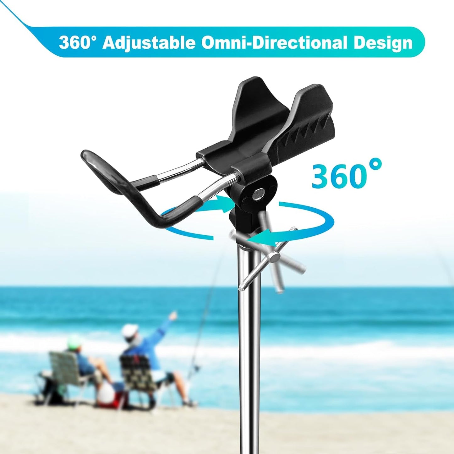 2 Pack Fishing Rod Holders for Bank Fishing, Multifunctional Stainless Steel Fishing Pole Holders for Ground, 360 ° Adjustable & Detachable Easy to Carry, Gift for Men Father’s Day, Birthday Day