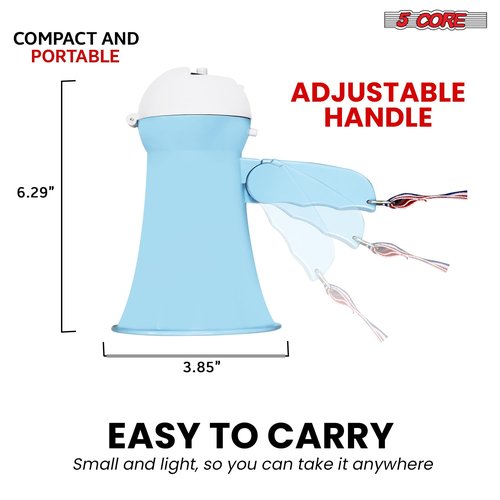 5Core Megaphone Bullhorn Speaker 15W Mini Battery Power Bull Horn w Loud Siren 400 Yard Range Noise Maker HW-1 Sky BLU