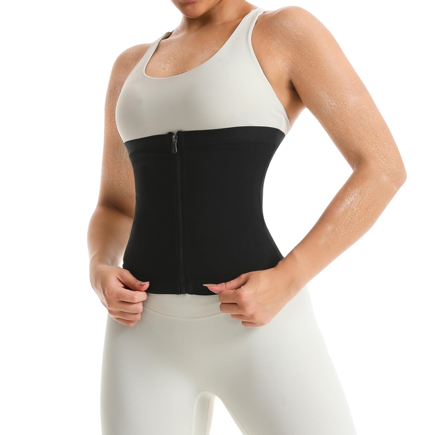 JBT Waist Trimmer for Women, Belly Fat Shaper Band Sweat Sauna Suit for Lower Belly and Workout Thermo Slimming Exercise Gear (Blue, Large)