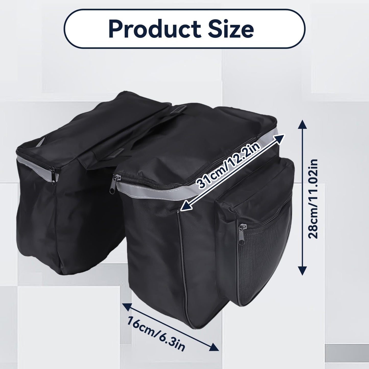 Jwthee Bike Saddle Bag, 25 L Bike Panniers Trunk Bag Bike Bag Accessories Panniers with Reflective Trim for Bike Rear Rack Bag
