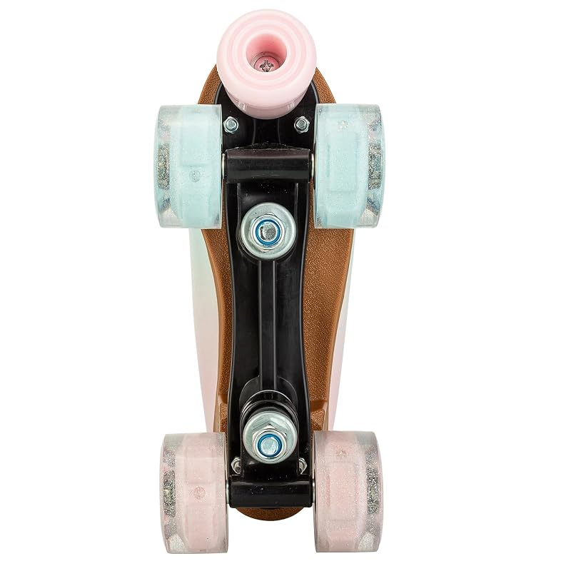 Gradient Pink-Blue Roller Skates for Girls & Women, Cozy PU Leather, Flash Wheels - 37-US Women/Youth 6/7