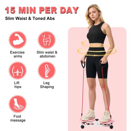 Waist Twister Machine with Resistance Bands, 300 LB Twist Board for Exercise, Adjustable Waist Twister Board Waist Sculptor Twist Exercise Board, Ab Twisting Machine