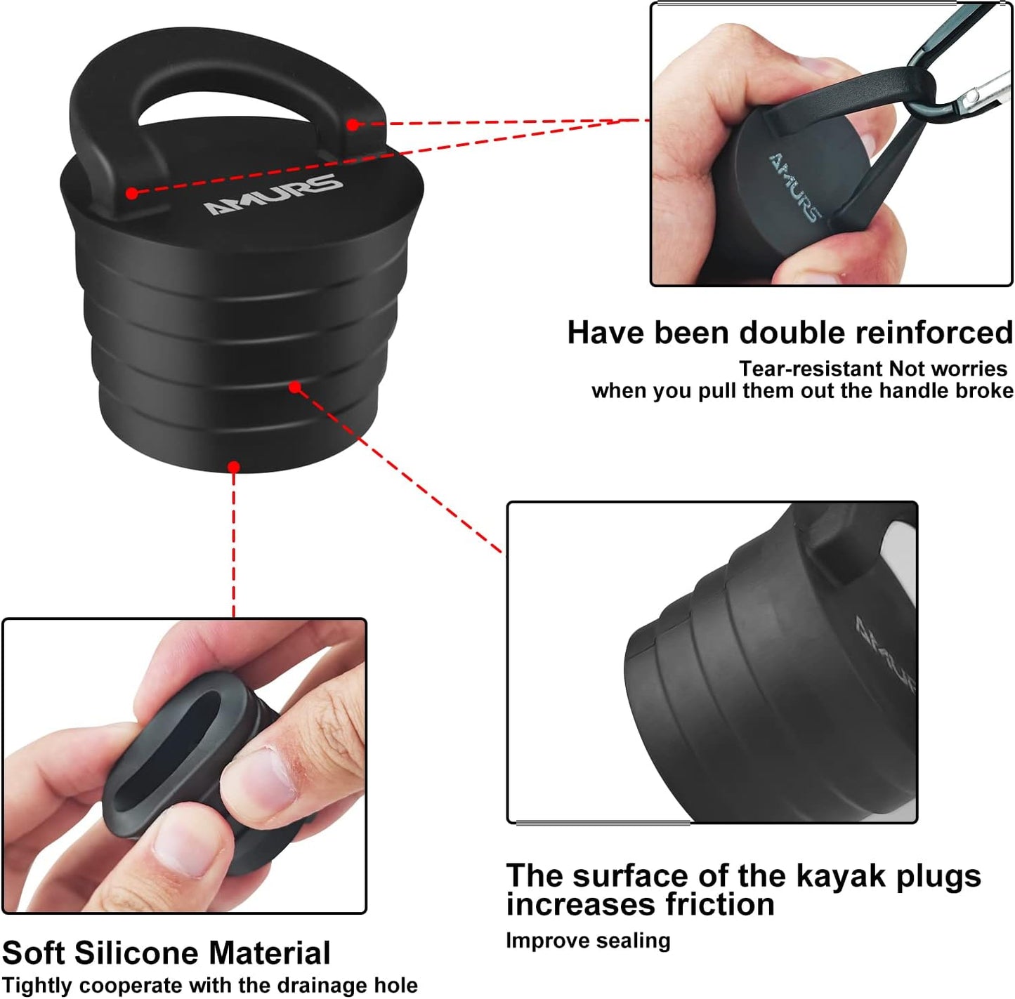Kayak Scupper Plug Kit Scupper Plugs Drain Holes Stopper with Silicone Handle Universal Kayak Plugs for sit on top of Kayak Canoe Boat