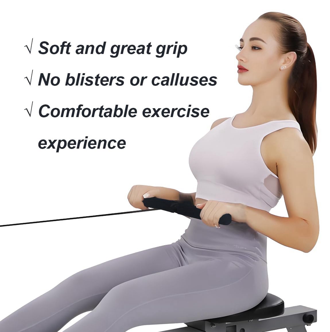 2Pcs Thickened Rowing Machine Handles Cover, Fits Most Rowing Machine, Non-Slip & Breathable Handle Cover(Black)