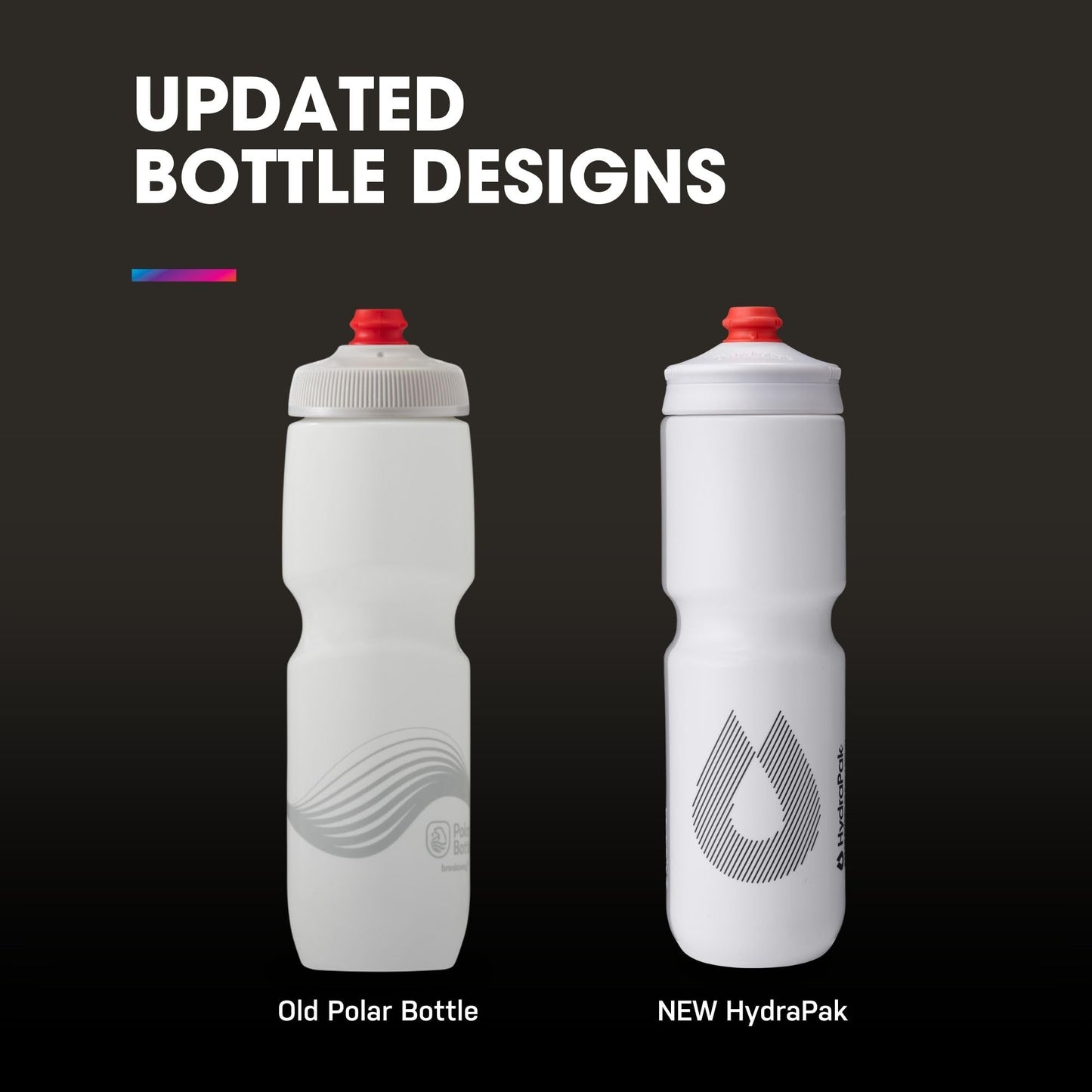 HydraPak | Polar Bottle - Breakaway Surge Lightweight Bike Water Bottle 2-Pack - High Flow, Cycling & Sports Squeeze Bottle (White, 880ml / 30oz)