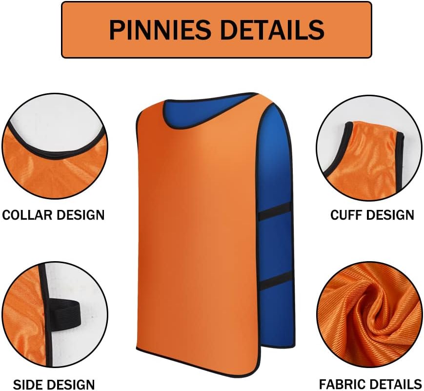 12 Pack Reversible Numbered Pinnies, Double Sided Scrimmage Vest,Team Practice Jerseys for Kids and Adult