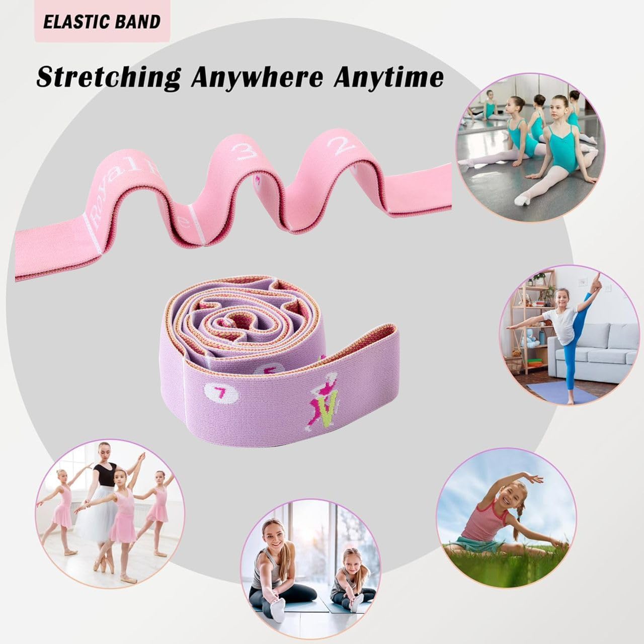 2 PCS Stretch Bands For Kids and Adults – Yoga Straps for Stretching with Multi- Loop – Workout Guide – Video For Exercise, Elastic Stretch Strap Pilates, Yoga, Dance, Gymnastics, Dance, Ballets Bands