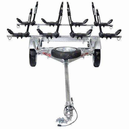 Malone MPG462G2 MicroSport 4 Kayak Trailer with 4 J-Rack Kayak Carriers & Spare Tire | 20' / 800 lbs Capacity | Fully Submersible | Marine Grade Galvanized Steel Construction