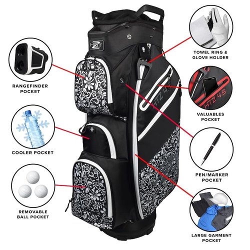 Hot-Z 4.5 14 Way Divider Golf Cart Bag Ladies Lace Black/White