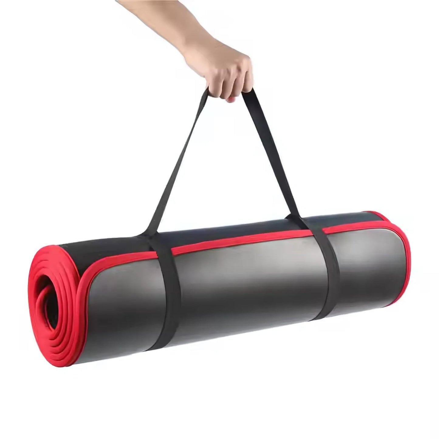 1/2 inches Extra Thick & Long Exercise Yoga Mat with Bag and Carrying Strap, Non-Slip Eco Friendly, All-Purpose, High Density Anti-Tear Pilates Mat for Fitness and Gym Workouts, Red workout mat.