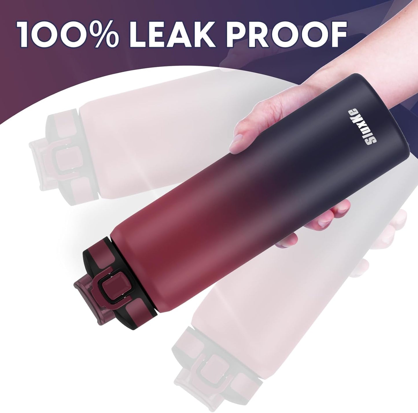 24oz Leakproof Vacuum Insulated Water Bottle, Ideal for Hot or Cold Drinks, Double wall Straw Drinking Bottle, BPA-Free, Prefect for Sport,School, Office, Fitness