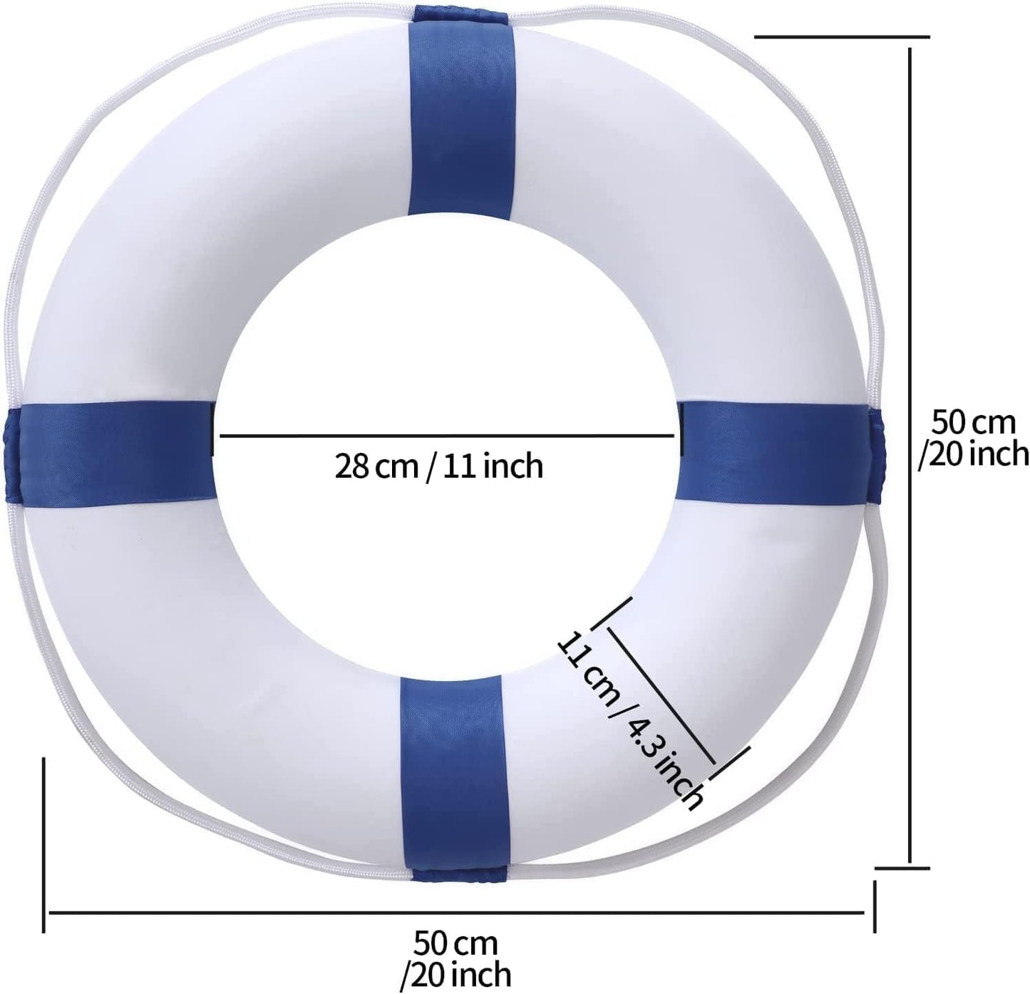 20Inch Throwable Lifebuoy Ring with 98.4FT Floating Rescue Rope - Emergency Flotation Device for Boating, Pool & Outdoor Water Safety, Heavy-Duty Foam Buoy & Perimeter Line Lifeguard Kit