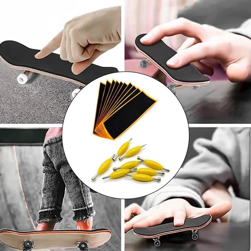 12 Pack Fingerboard Grip Tape Sticky Foam Sticker Replacement + Screwdriver Tool Nut Driver Replacement for Finger Skateboards Accessories