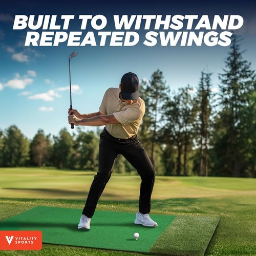 Golf Mat Dual-Turf | Golf Hitting Mat Indoor or Outdoor, 5x4ft Thickened Heavy-Duty Green Golf Turf Practice Mats for Backyard/Garage/Driving Range/Simulators, Ideal Gifts for Men Dad Husband Golfers
