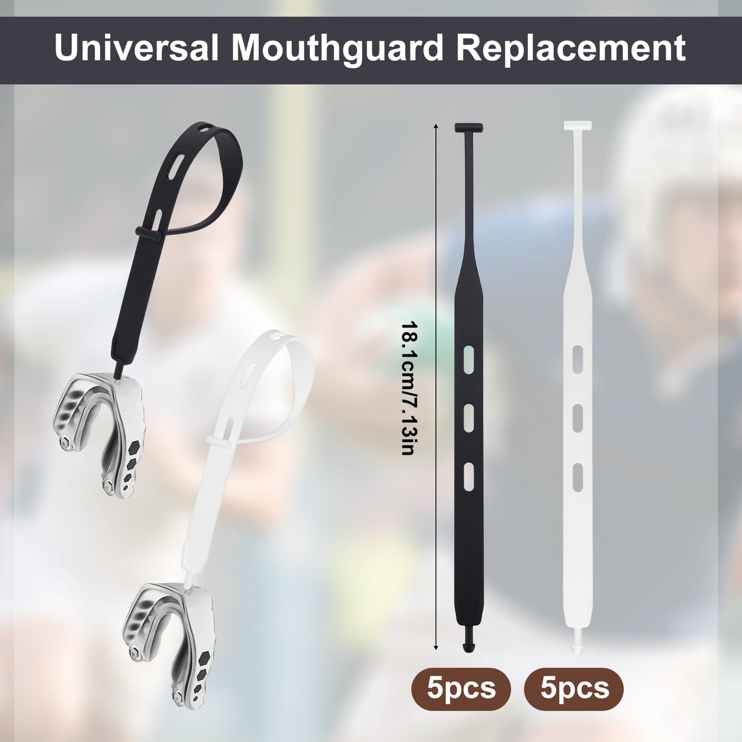 10pcs Rugby Mouth Guard Strap, Football Mouth Guard Tether Only Universal Replacement Strap for Teens Sports Football Rugby Hockey Basketball Boxing for Most Mouthguards (2 Colors)