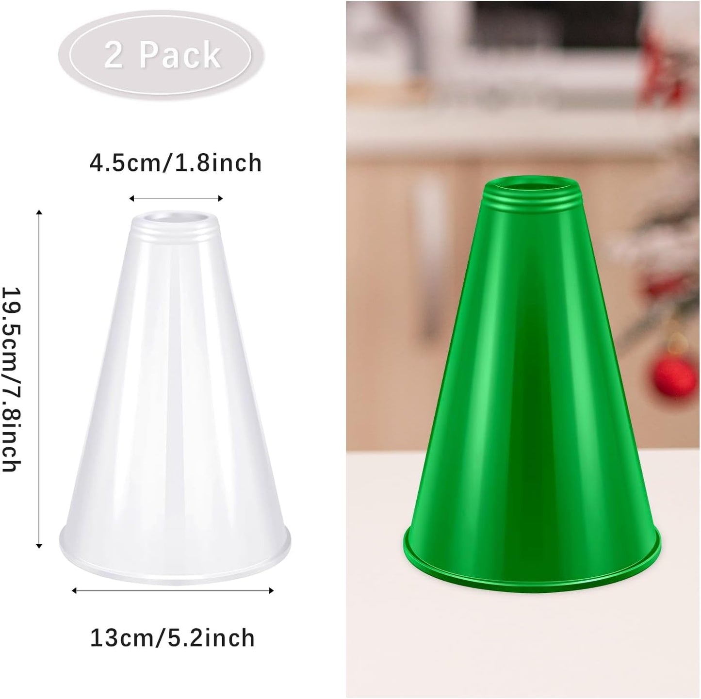2 Pcs White Plastic Cheer Megaphone for DIY Party Accessory for School Outdoor Activities Party Favors Sports Match Game (White)