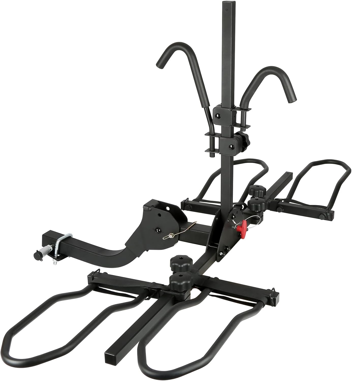 2 Bike Rack Hitch Mount Platform Style for Cars Trucks SUVs, 160 lbs Capacity Smart Tilting Folding Bicycle Car Racks Fits Electric Bike with Up to 5" Fat Tires, 2" Receiver