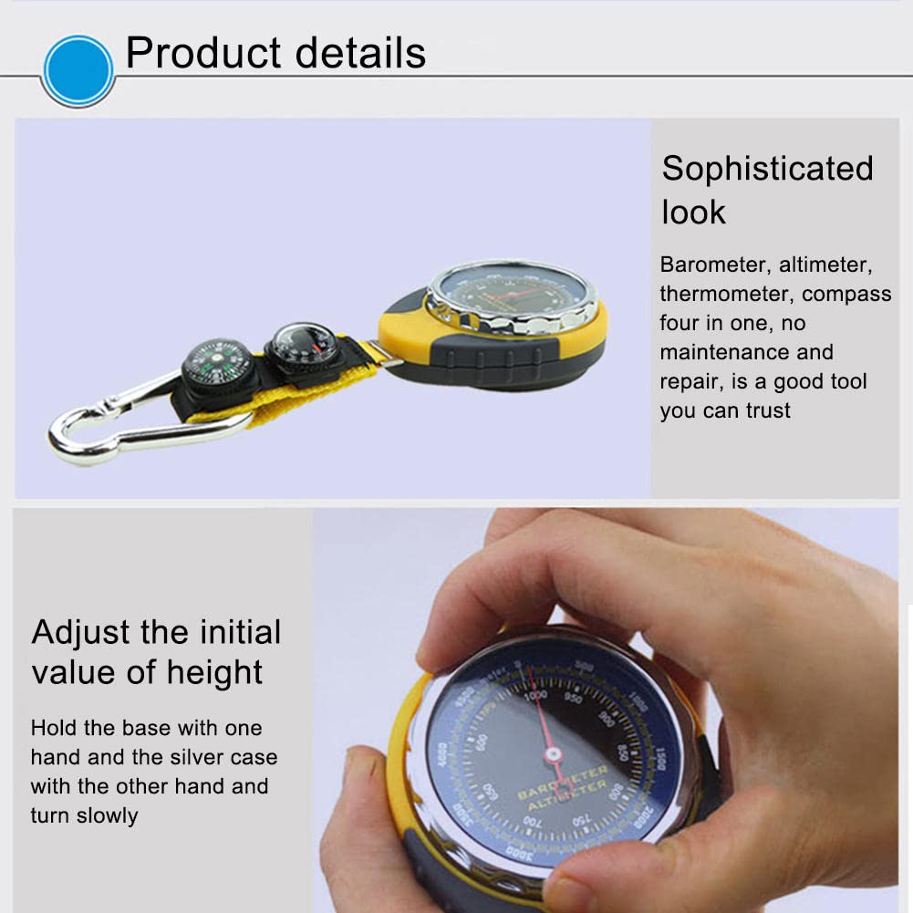 JINYISI Altimeter, Altimeter for Hiking, Four-in-one Multi-Function Barometer, Outdoor Mountaineering Compass Thermometer, Sports Multi-Function high Precision