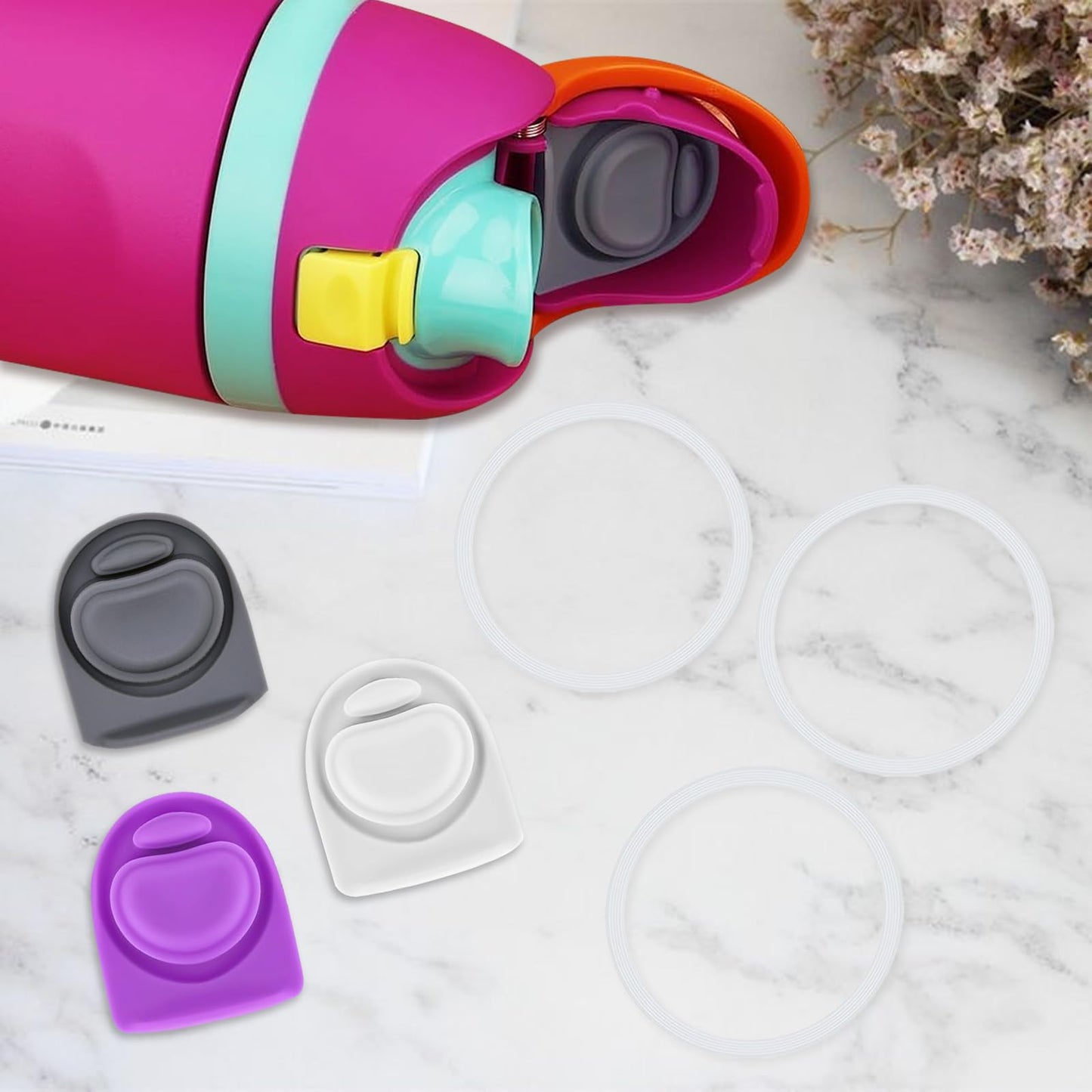 ZONBBEE 3 Sets Replacement Seal Stopper and O Ring Gasket Compatible with Owala FreeSip 24oz 32oz,Water Bottle Lid Insert Cap Rubber Seal Parts for Owala 16/19/24/32/40oz Mouth Piece Accessories Z3K8