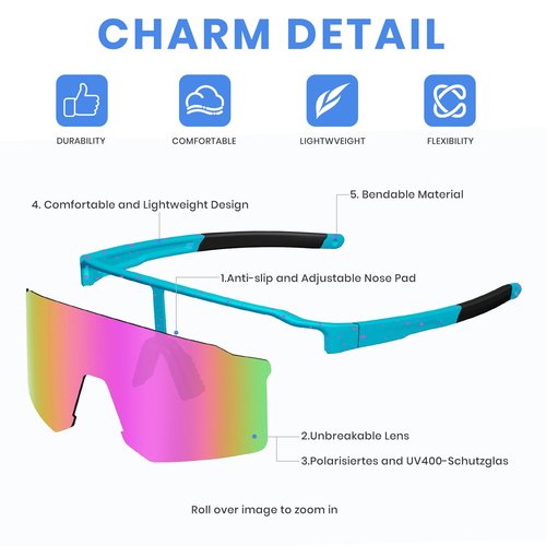 FMY TR90 Unisex Bike & Softball Sunglasses, Polarized UV400 Sports Glasses for Running/Cycling/Baseball