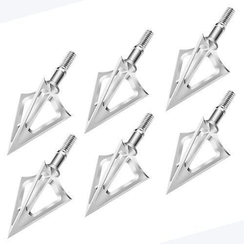 KEAUP 6 Pack Hunting Broadhead 100 Grain 420 Stainless Steel Fixed Blade Broadhead Arrow Tips Archery Arrowhead for Crossbow and Compound Bow