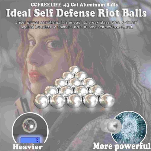 101ct .43 Caliber Aluminum Balls for Self Defense and Target Practice, 1.8 Grams Solid Hard 43 Caliber Balls Fit for Yard Outside Practice (101)