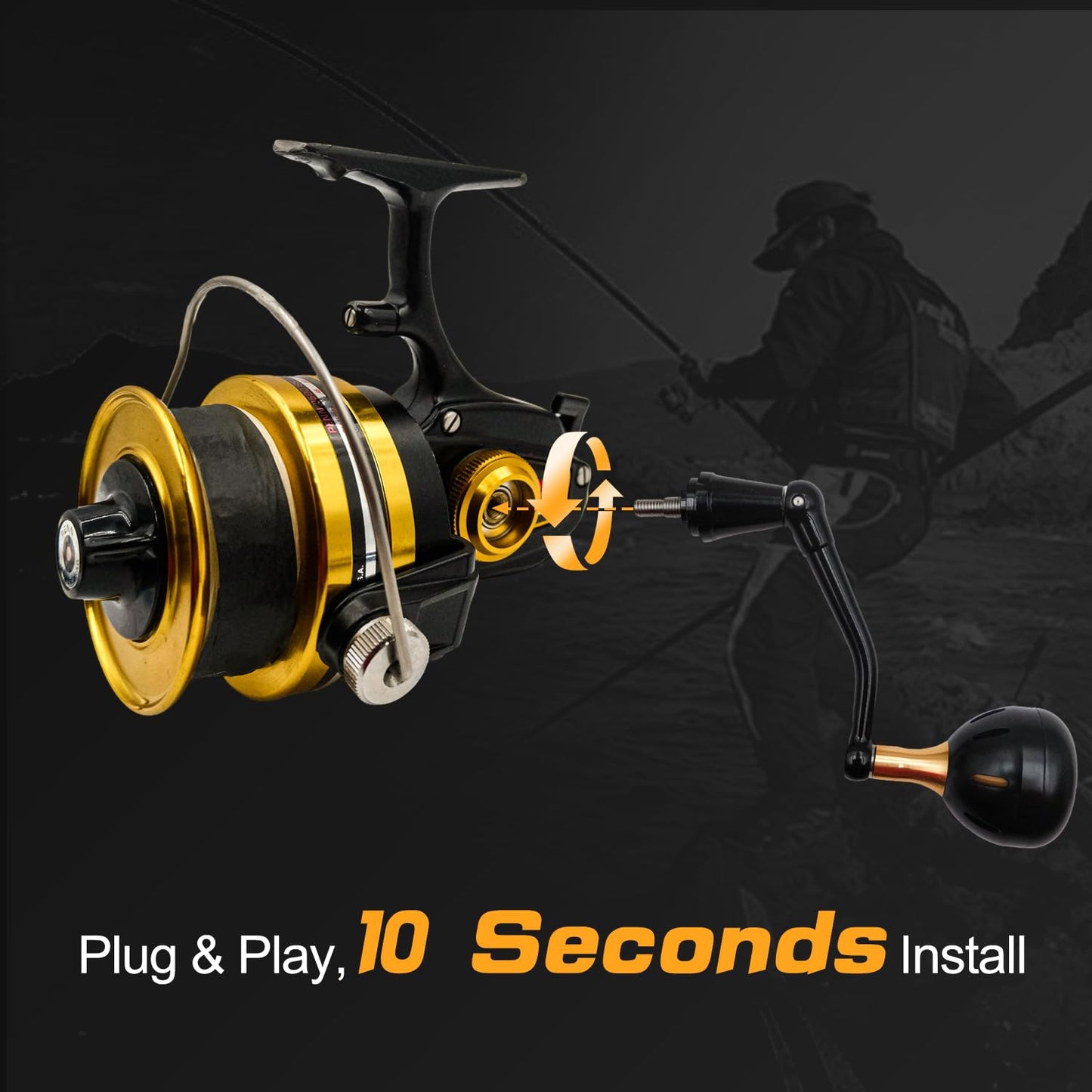 JINOHNAMILL 76mm Power Handle for Penn Spinfisher 650SS Reel Left Hand Plug and Play