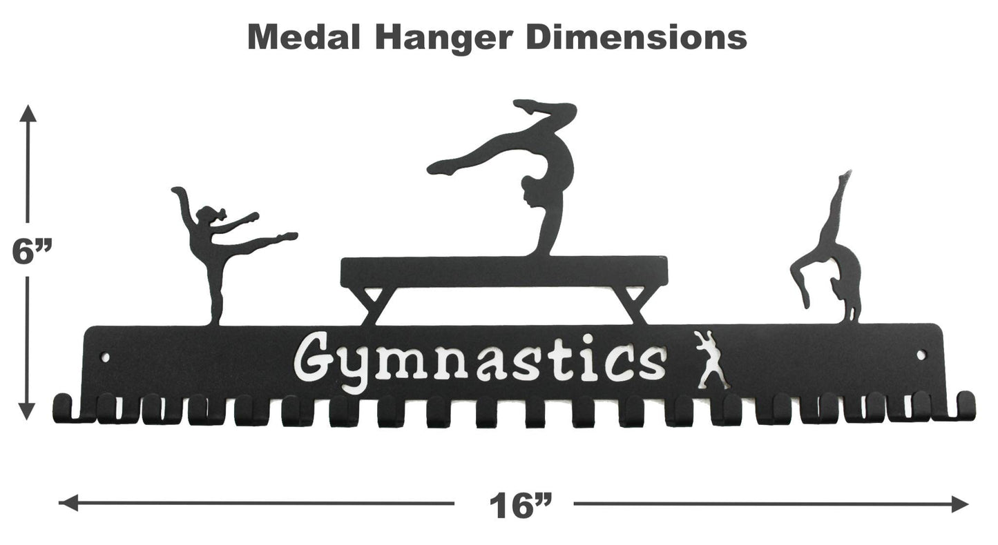 URBN BY MODERN HOME FINISHINGS Metal Wall Mount Gymnastics Medal Hanger Display and Lanyard Ribbon Holder Rack, 20 Easy Hang Hooks, Medal Holder Wall Decor, Great Gift for Gymnasts, Black